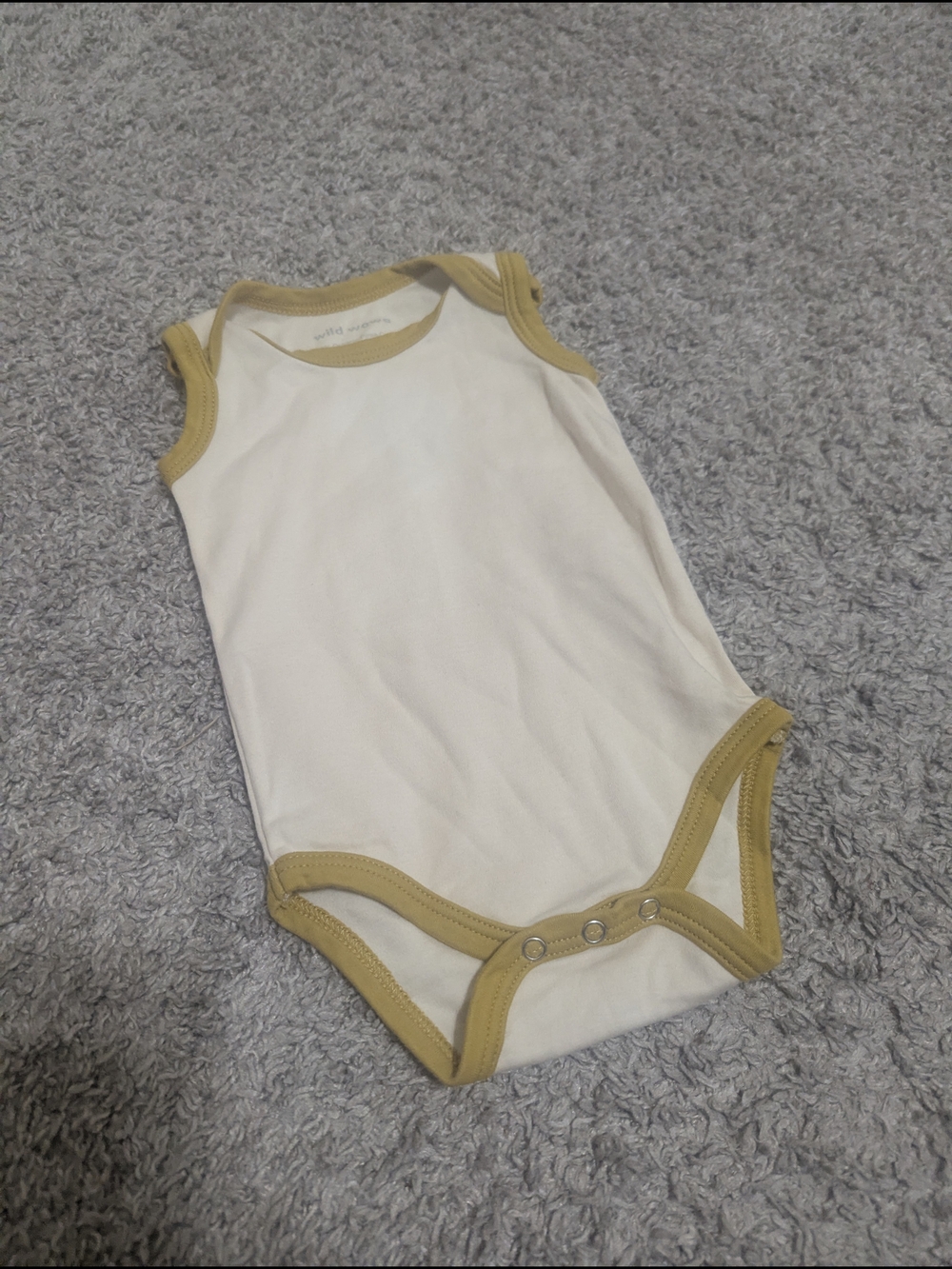 Wild Wawa Sleeveless Cream Baby Bodysuit with Mustard Trim